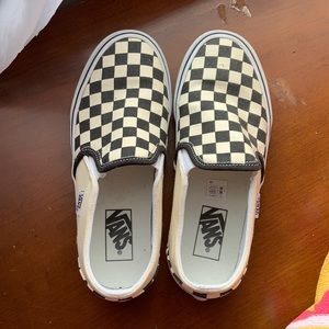 Van checkered slip ons only worn once